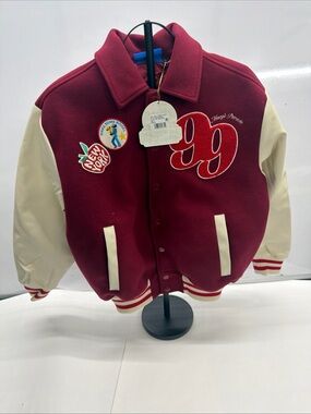 Macy's Maroon & Cream Adult Varsity Jacket with '99' Patch Limited Edition